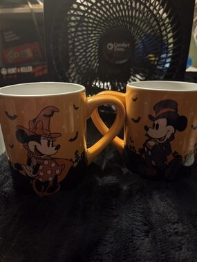 Disney Orange Halloween Mickey & Minnie Ceramic Mug Pair